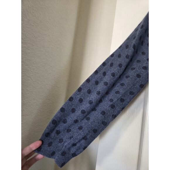 Boden Blue Polka Dot Cotton Cashmere Angora Blend Cardigan Sweater, Size 12 - Picture 6 of 12